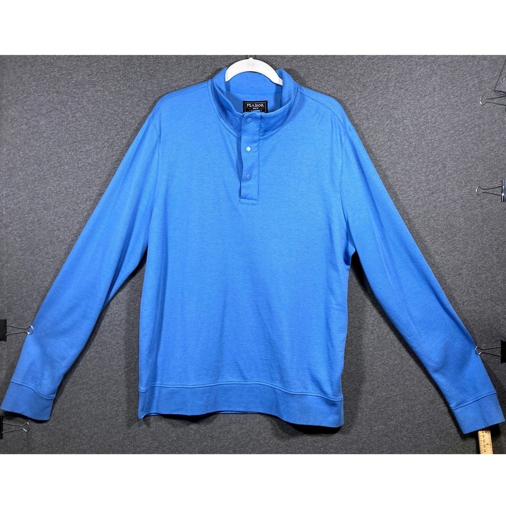 Jos A Bank 1905 Collection Mens Blue Textured Quarter Snap Mock Neck Pullover XL
